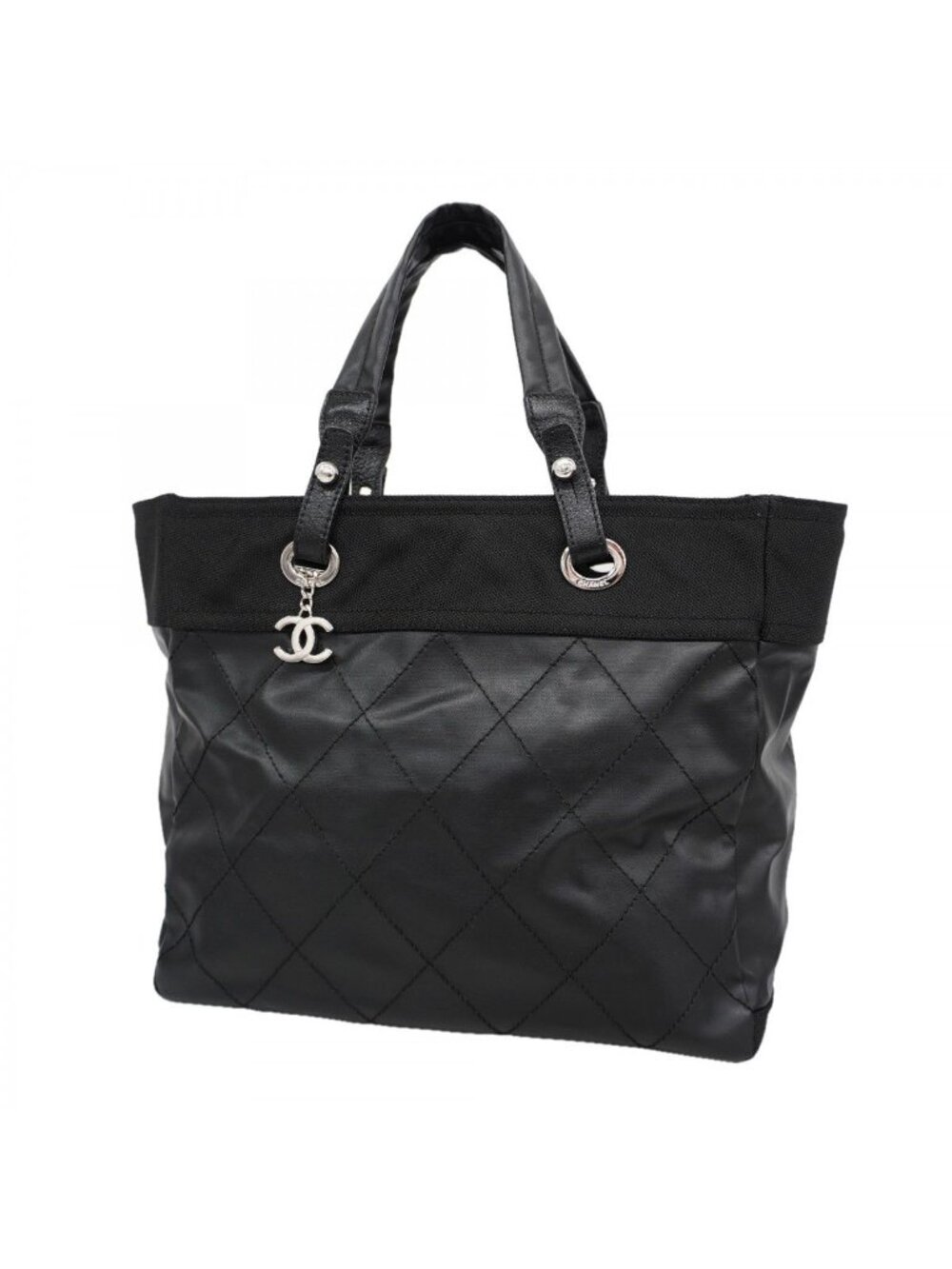 Chanel Tote Paris Biarritz Leather Black Silver
